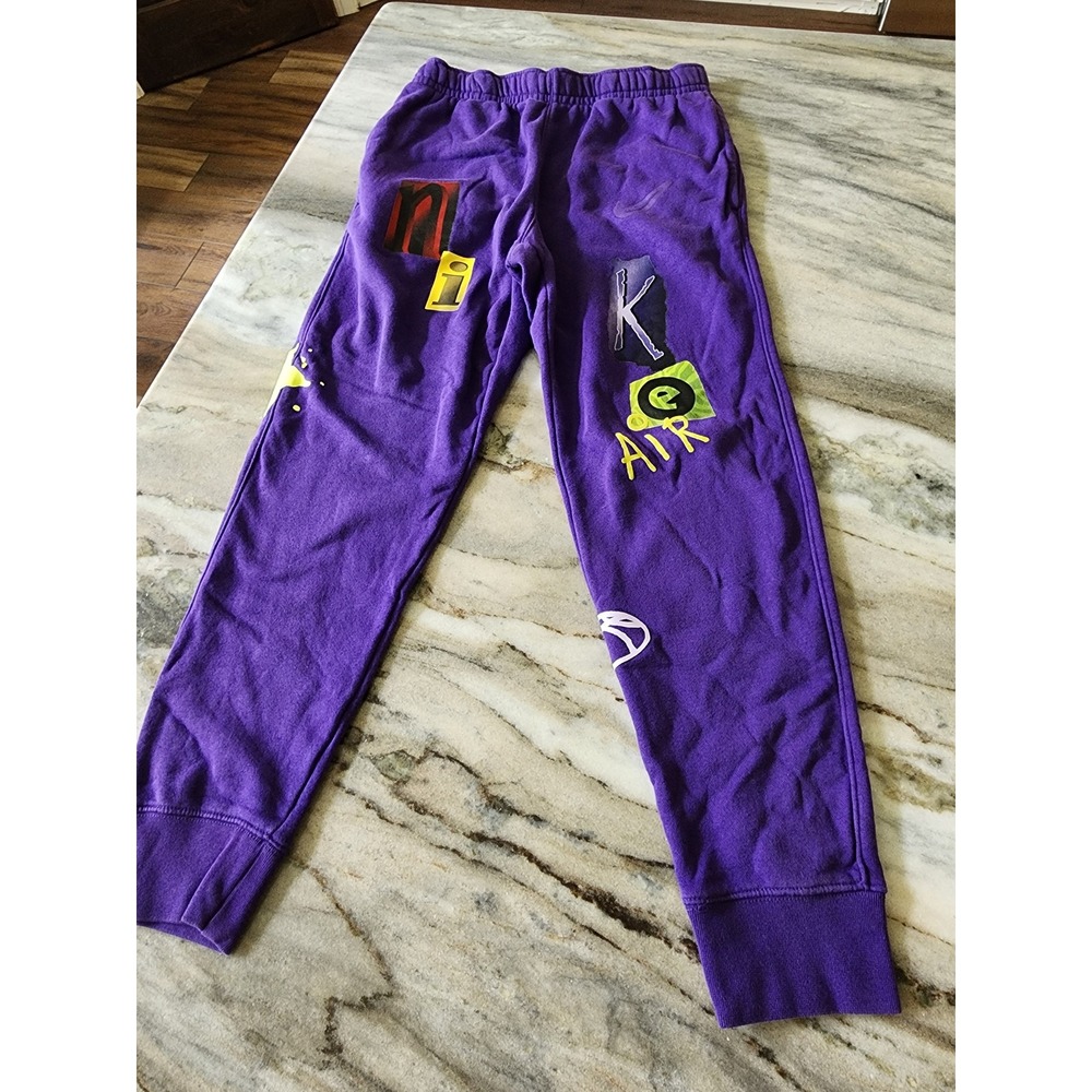 Nike Air Legacy Purple Ransom Note Graphic Fleece Jogger Sweatpants Mens Small S
